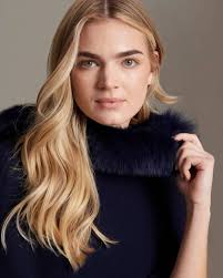 Alashan Cashmere Luxe Windchill Fox Trim Topper in Indigo