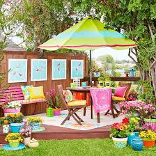 Can T Not Pin This Amazing Outdoor Color Fest I Can Feel My Eyes Laughing Just Looking At It Colorful Patio Backyard Makeover Outdoor Rooms