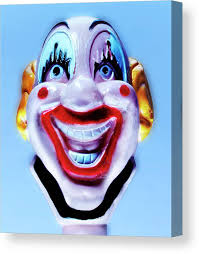Smiling Creepy Clown Head Canvas Print ...