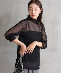 メッシュ ハイネック