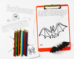 Each printable highlights a word that starts. Halloween Spanish Vocabulary Coloring Printable Pages
