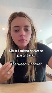 I already regret this…🙈 stitch if you can do it! #talentshow  #couplestiktok #partytrick #weedwhacker