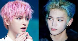 12 Photos To Prove Nct S Taeyong Is Running Out Of Colors To Dye His Hair Koreaboo Brown Hair Kpop Pink Hair Blue Hair