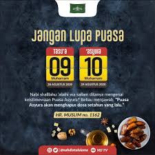 Malahan berpuasa pada hari 'asyura' (10 muharram) mempunyai kelebihan dan keistimewaannya yang tersendiri sebagaimana hadis yang diriwayatkan oleh qatadah bahawa nabi saw bersabda: Puasa Muharram 2020 Kapan Nu