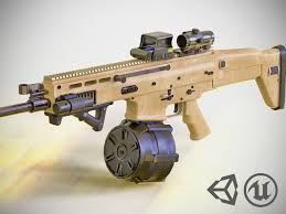 Made by fn, the sof combat assault rifle (scar) is a modular weapon system currently in usage by special forces like the u.s. 3d Asset Fn Scar H Lmg With Attachments Highly 3