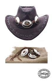 Handmade Brown Leather Concho Hat Band Large Oval Concho Hatband Hat Sapka
