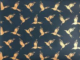 Filter your choice of wallpaper according to colour, pattern etc. Bollin Bird Wallpaper Gold And Deep Ocean Zoe Glencross