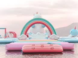 There S A Floating Unicorn Themed Island Off The Coast Of The Philippines Inflatable Island Cute Pool Floats Unicorn Island