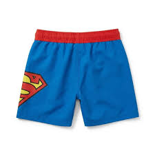 Bermuda de Baño Infantil Superman de Poliéster con Cordón Azul Royal