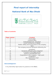 The national bank of abu dhabi (nbad), the number one bank in the uae, was incorporated in 1968 and is listed in the abu dhabi securities exchange (adx), under stock code nbad. Doc Final Report Of Internship Fly High Academia Edu