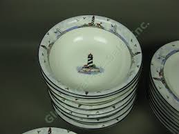 Check spelling or type a new query. Huge 32 Pc Coastal Lighthouse Nautical Dinnerware Set Dish Plates Bowls Cups Lot