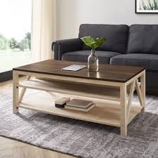 A wide variety of oak table coffee options are available to you, you can also choose from modern, contemporary and minimalist oak table coffee,as well as from glass, metal, and wooden. Welwick Designs 48 In Dark Walnut White Oak Large Rectangle Wood Coffee Table With Shelf Hd8621 The Home Depot