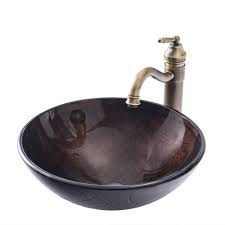 Vasque A Poser Verre Trempe Foncee Carreau Avec Robinet Pour Salle De Bains Bassin En Verre Vasque Vasque A Poser