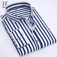 Jz Chief Elegant Office Shirt Men Clothes 2018 Spring Blue Red Striped Shirt Long Sleeve Casual Slim Fit Business Shirts Men Red Striped Shirt Mens Shirt Dress