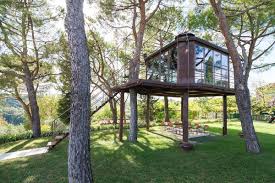 Treehouse At Casa Barthel Tucked Away In The Tree House House On Stilts Tuscan Landscaping