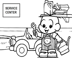 Cartoon Mechanic Kid Coloring Page Coloring Pages For Boys Car Repair Service Coloring Pages For Kids
