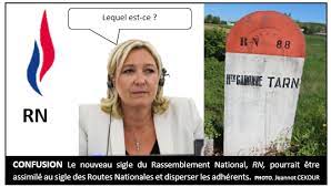 La marque « rassemblement national » a en effet été déposée en 2013 auprès de l'institut le nom « rn rassemblement national » a été déposé par frédérick bigrat en 2013, accompagné d'un logo. Le Rassemblement National Reflechit Deja A D Autres Noms Et De Nouveaux Logos La Mentable