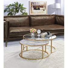 Nesting tables, glass nesting tables, tv nesting tables. Acme Shanish 2pc Pack Coffee Table Set In Faux Marble And Gold Oturma Odasi Takimlari Oturma Odasi Dekorasyonu Mobilya