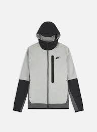 Rib knit crewneck collar, cuffs, and hem. Nike Nsw Tech Fleece Woven Mix Full Zip Hoodie Men Dark Grey Heather Iron Grey Black Graffitishop