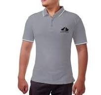 Men's Grey Cotton Polo Shirt - Embroidered