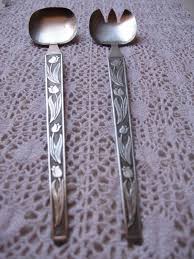 Service Floral Motif Stainless Flatware Cutlery Salad Decor Tulips Retro Cutlery Stainless Flatware Flatware Cutlery Floral Motif
