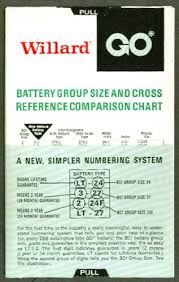 willard battery group size cross reference chart 70s at