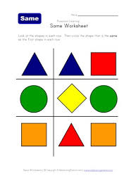 Shapes worksheets are great a wonderful way for children to learn the names of shapes. Same Shape Worksheet All Kids Network