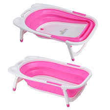 Costway Pink Blue Green Baby Folding Bathtub Infant Collapsible Portable Shower Basin W Block Walmart Com Walmart Com
