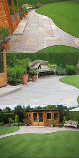 Beautiful Summer House And Patio Maple Sandstone Flagstones Stunning Colours Landscaping Patio Garden Path Garden Bench Tradition Garden Paving Garden Paths Garden Design