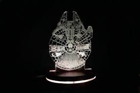 Star Wars Millennium Falcon Acrylic Light Display By Craftypics Led Desk Lamp Millennium Falcon Led Color Changing Lights