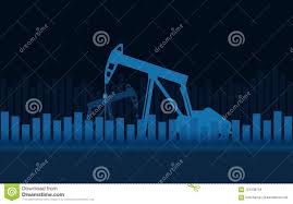 Abstract Financial Chart With Oil Rig And Stock Market On