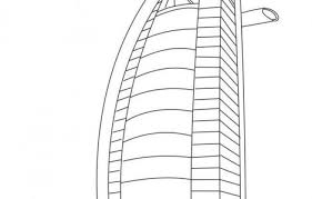 Burj Al Arab Printable Coloring Page Practical Scrappers Famous Buildings Burj Al Arab Coloring Pages