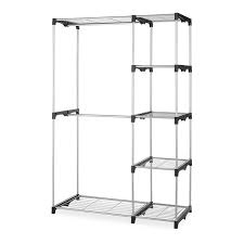 The wire stack rack at the bottom takes care of anything from footwear to matching bags, making for. Whitmor Double Rod Closet