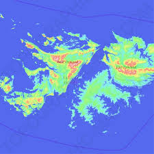 Islas Malvinas Topographic Map Elevation Relief