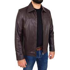 Mens Leather Zip Box Harrington Jacket James Brown Harrington Jacket Leather Men Jackets