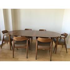 Seno oak 47 round dining table $699 mid century. Greta Grossman Expandable Round Mid Century Modern Walnut Dining Table Aptdeco