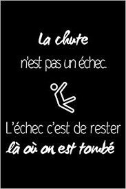 La chute n'est pas un échec, l'échec est de rester là où on est tombé lettrage adhésif 1 couleur. La Chute N Est Pas Un Echec L Echec C Est De Rester La Ou On Est Tombe Cahier De Notes Special Motivation Succes Reussite Avenir Idee Cadeau Parfait French Edition