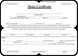 Share Certificate Template Certificate Templates Stock Certificates Word Template