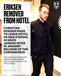 The player has been transferred to the hospital and has been stabilized, an announcement from uefa read. B R Football On Twitter Christian Eriksen Has Been Removed From The Hotel He Was Staying In As It Closes Down Because Of The Coronavirus Outbreak In Italy Https T Co Kbtpxkfjdn