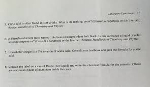 What to look for on the label: Solved Laboratory Experiments 47 5 Citric Acid Is Often Chegg Com
