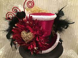 Mini Top Hat Valentines Hat Alice In Wonderland Mad Hatter Etsy Valentine Hats Mini Top Hat Mad Hatter Hat