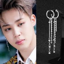 Bts Jimin Idol Mv Earring Park Jimin Etsy Brincos Brincos De Gota Brincos Masculinos