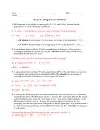 Hardy weinberg problem set key. Homozygous Dominant And Heterozygous Individuals