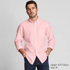 Men Slim Fit Oxford Shirt Button Down Collar