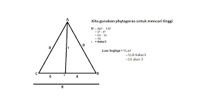 Angga mempunyai sebuah penggaris yang berbentuk. Hitunglah Luas Segitiga Sama Sisi Jika Diketahui Panjang Sisinya 8 Cm Dan Tingginya Berapa Brainly Co Id