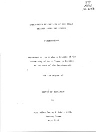 Inter Rater Reliability Of The Texas Teacher Appraisal System Unt Digital Library