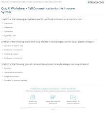 Quiz Worksheet Cell Communication In The Immune System Study Com