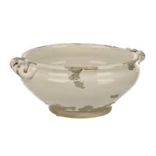 Distressed White Ceramic Decorative Bowl Decorative Bowls White Ceramics Distressed White
