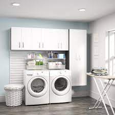 Flow Wall Modular Laundry Room Storage Set With Accessories In White 4 Piece Fcs 9612 4w The Home Depot In 2021 Laundry Room Storage Shelves Laundry Room Storage Laundry Room Design
