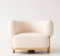AOMISI rumah ruang tamu Sofa kain kursi santai kursi Teddy kaki kayu  sandaran tangan Sofa tunggal kursi berlengan putih